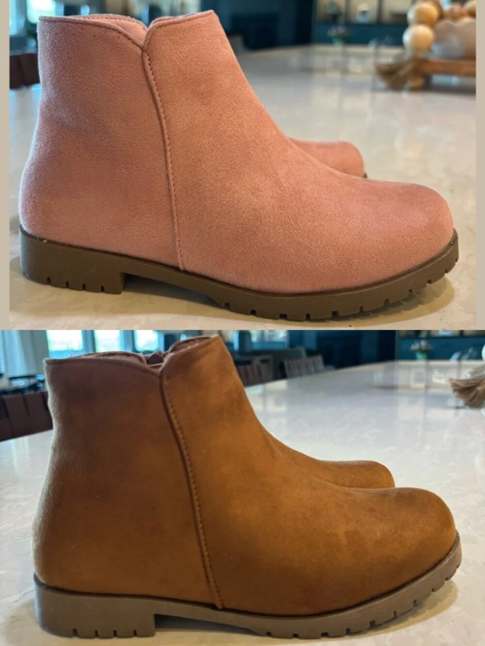 FabKids Girls Ankle Boots 2 Pair Bundle Pink Brown Faux Suede Side Zip Sz 13